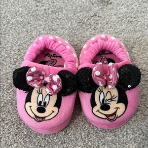 Disney Minnie Mouse Pink and Black Kids Slippers